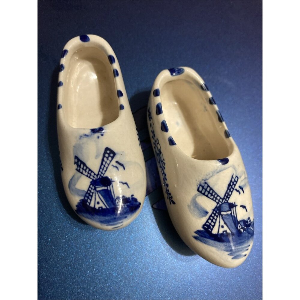 Holland Delft Blue Shoes Christmas Ornament Hand Painted Ceramic Mini #2